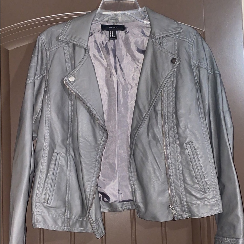 Gray Leather Jacket